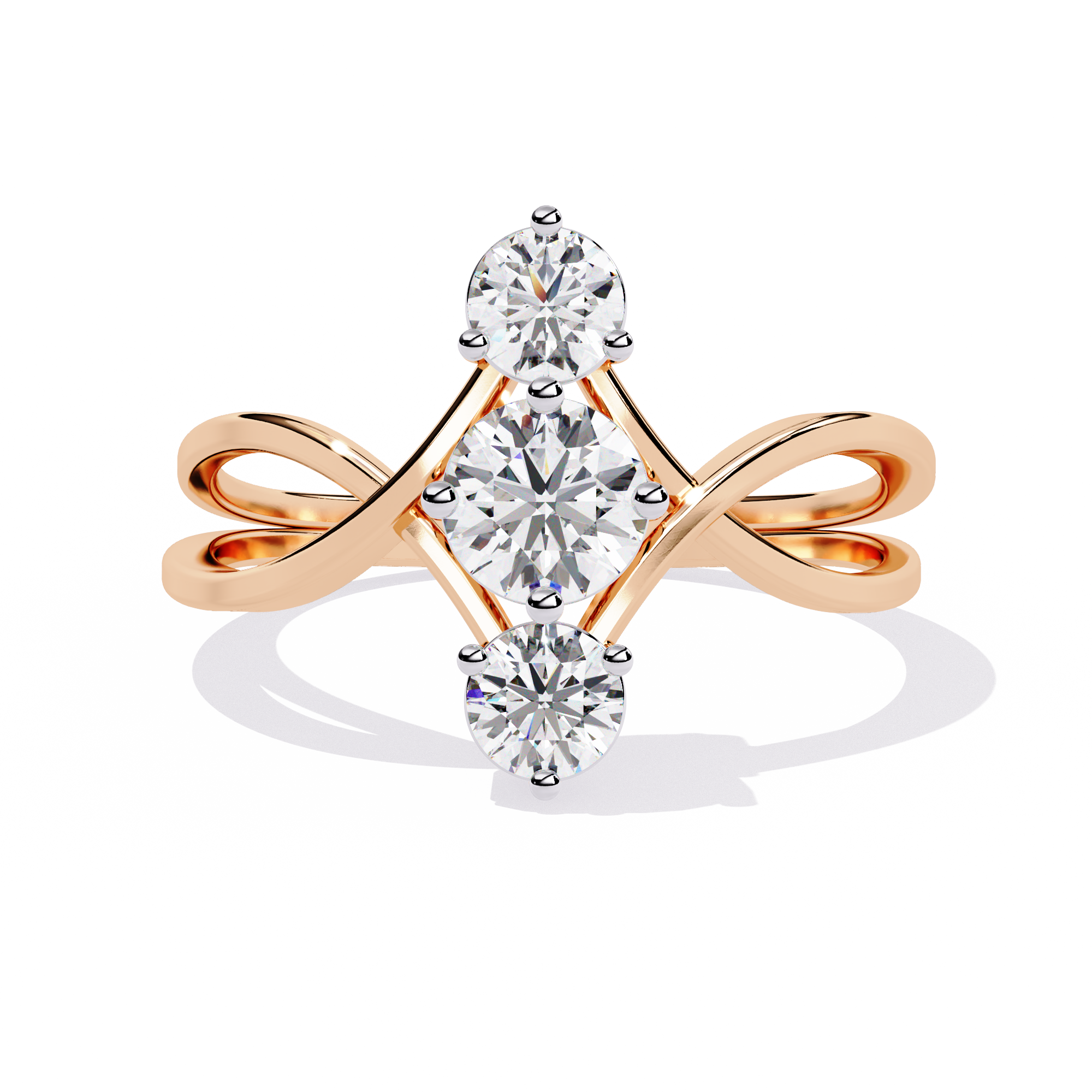 Solitairekart – 0.65 CT Lab Grown Diamond Infinity Twist Ring | 14K Yellow Gold